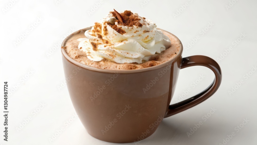 Hot Chocolate with Whipped Cream in Brown Mug Hot Chocolate with Whipped Cream in Brown Mug