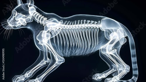 Wallpaper Mural A detailed X-ray scan of a cat, clearly showing its bones and internal structures. The skull and spine with the ribs and limbs, The feline anatomy	 Torontodigital.ca