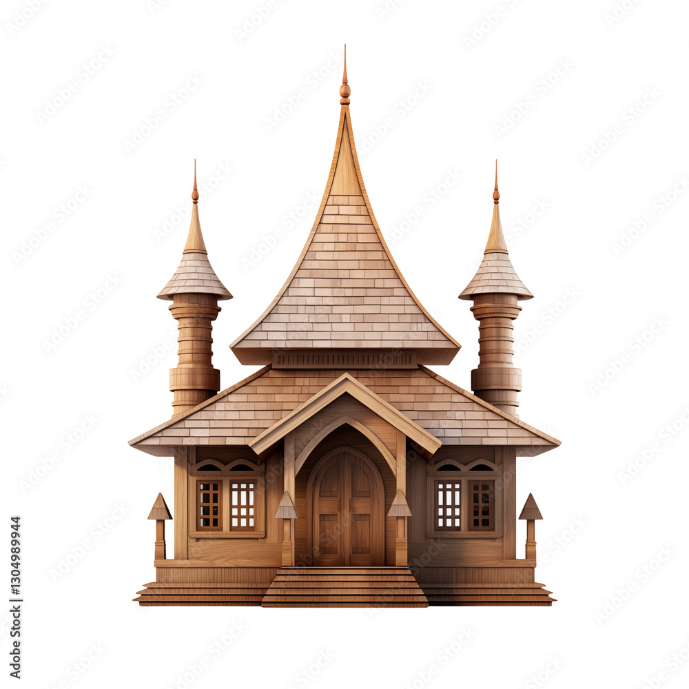 Fototapeta premium traditional wooden temple transparent background