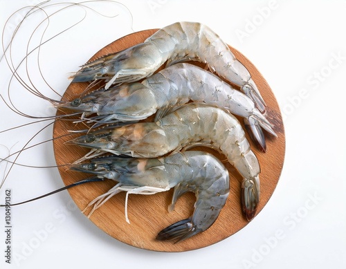 raw fresh prawn or shrimp isolated on white top view