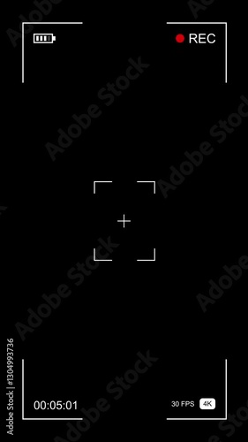 4K Smartphone camera frame viewfinder overlay on transparent background