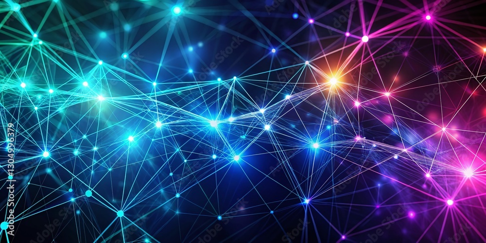 Abstract Plexus Network Background with Floating Numbers, Data Visualization, Technology Concept Abstract Plexus Network Background with Floating Numbers, Data Visualization, Technology Concept