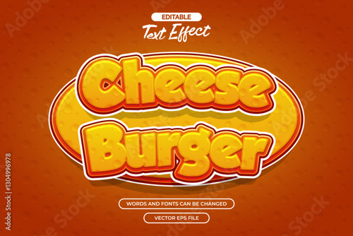 Cheese burger editable text effect with cheese texture effect