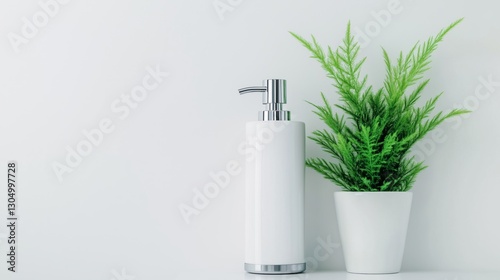Wallpaper Mural Decorative soap dispenser and plant arrangement modern bathroom still life Torontodigital.ca