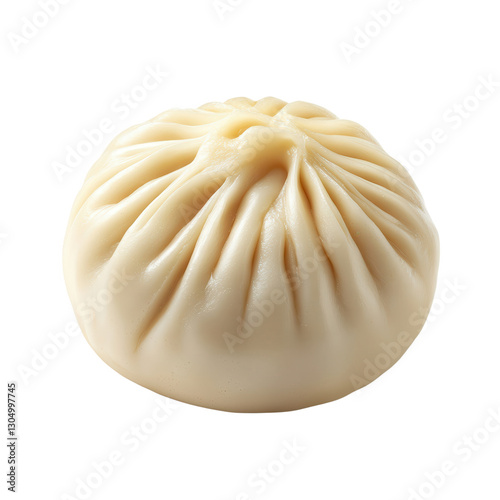 Steamed delight: An enticing single, fluffy, golden-brown bao bun or dumpling, artfully captured, inviting indulgence. The warm, subtle hues hint at the culinary artistry within.