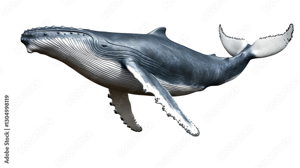 Fototapeta premium Detailed 3D Model of a Humpback Whale in Flight