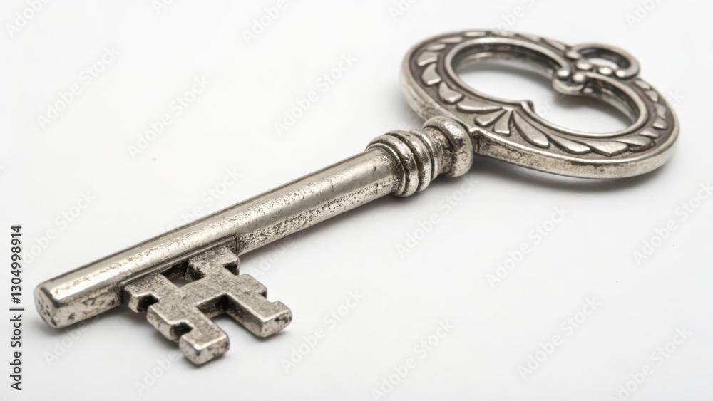 Antique Skeleton Key on White Background Antique Skeleton Key on White Background