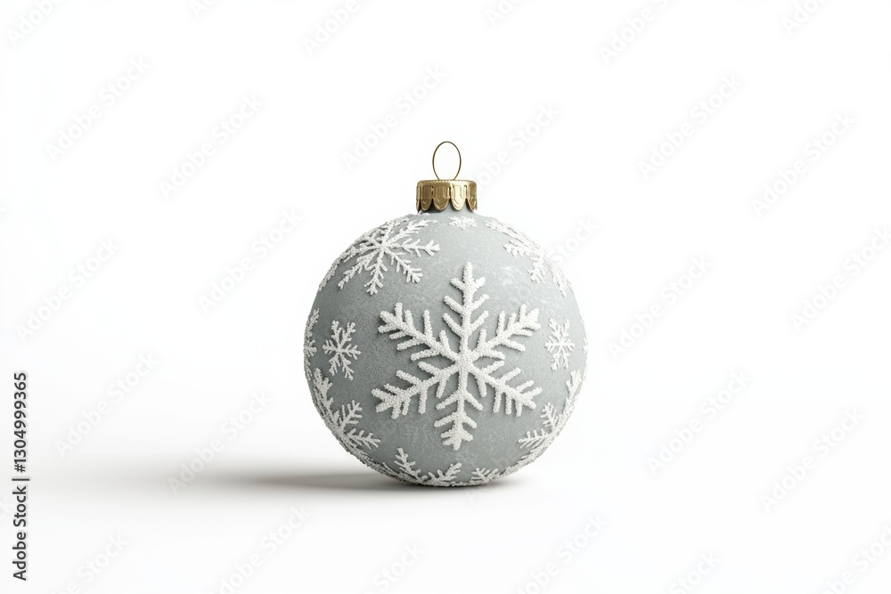Silver frosted Christmas ornament with snowflake design, festive. Silver frosted Christmas ornament with snowflake design, festive.