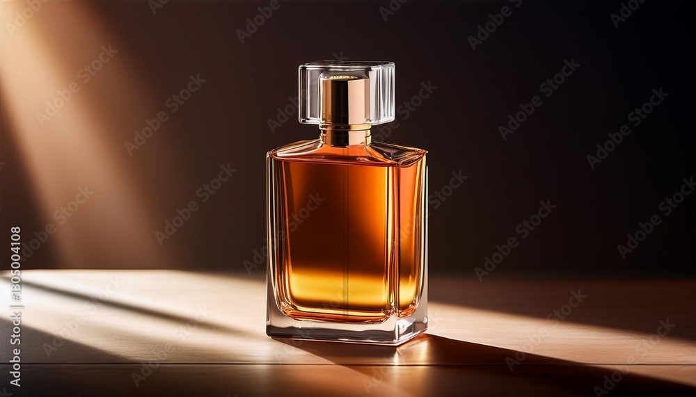 Elegant Blank Perfume Bottle Mockup with Amber Liquid in a Warm Temperature and Natural Daylight Elegant Blank Perfume Bottle Mockup with Amber Liquid in a Warm Temperature and Natural Daylight