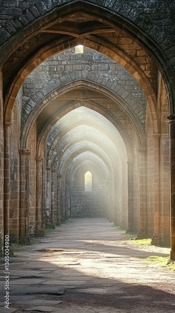Mystical Abbey Arches Bathed in Golden Sunlight Creating a Serene and Timeless Atmosphere with Ancient Stone Architecture and Ethereal Light Mystical Abbey Arches Bathed in Golden Sunlight Creating a Serene and Timeless Atmosphere with Ancient Stone Architecture and Ethereal Light