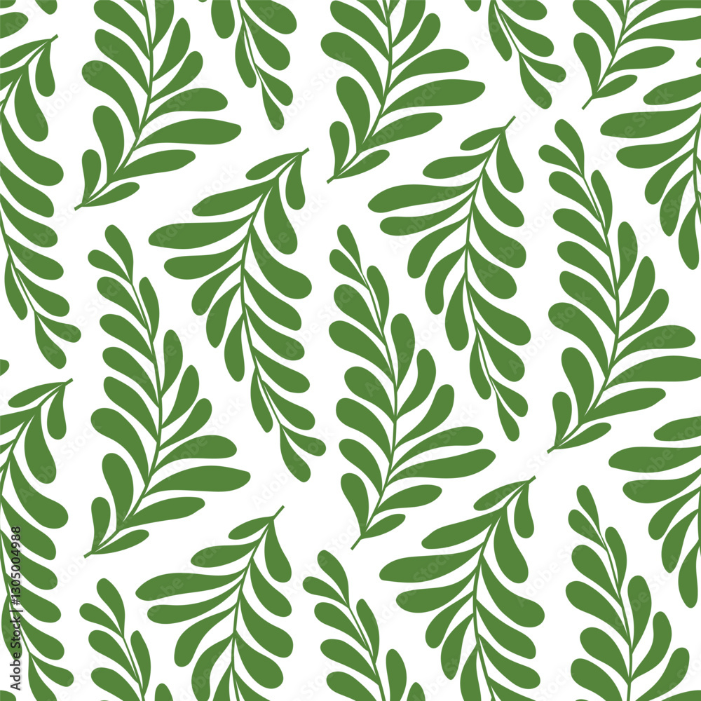 Seamless pattern with hand drawn green branches on white background. Modern botanical print for fabric, cover, card, flyer. Vector illustration Seamless pattern with hand drawn green branches on white background. Modern botanical print for fabric, cover, card, flyer. Vector illustration