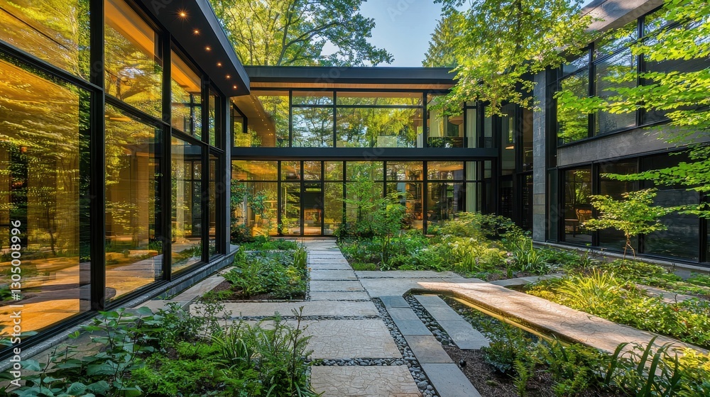 Geometric Contemporary Mansion with Sunlit Atrium Geometric Contemporary Mansion with Sunlit Atrium