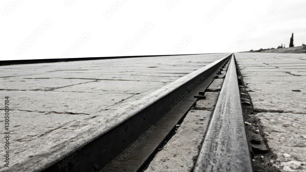 Obraz premium Railroad Tracks on Concrete Surface