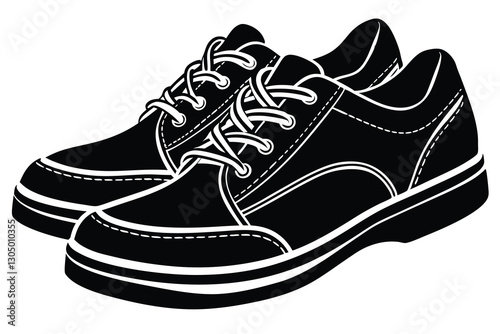 Silhouette man shoes on white background