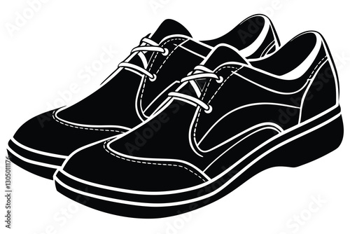 Silhouette man shoes on white background