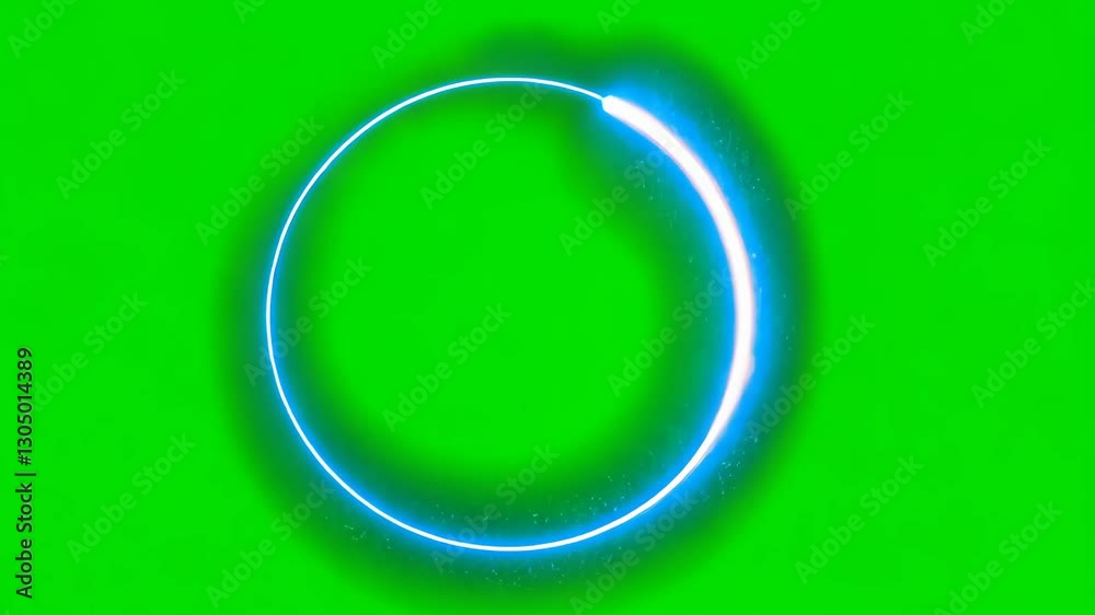 Futuristic Neon Glow Circular Light Design on Green Background Futuristic Neon Glow Circular Light Design on Green Background