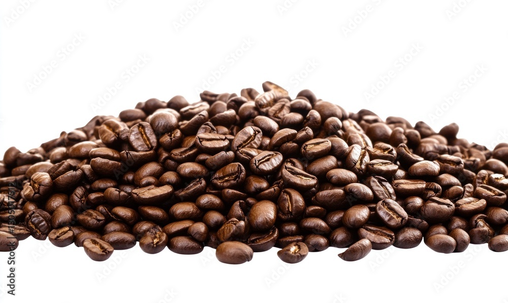 Roasted coffee beans pile isolated on white. Roasted coffee beans pile isolated on white.