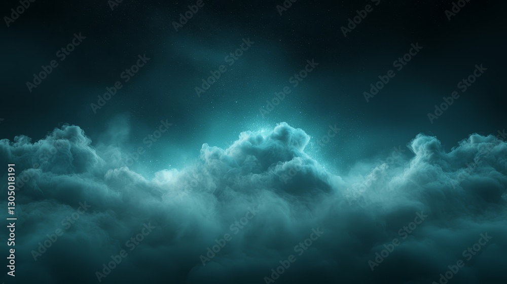 Fototapeta premium Breathtaking panorama of the dark blue night sky adorned with twinkling stars and soft clouds