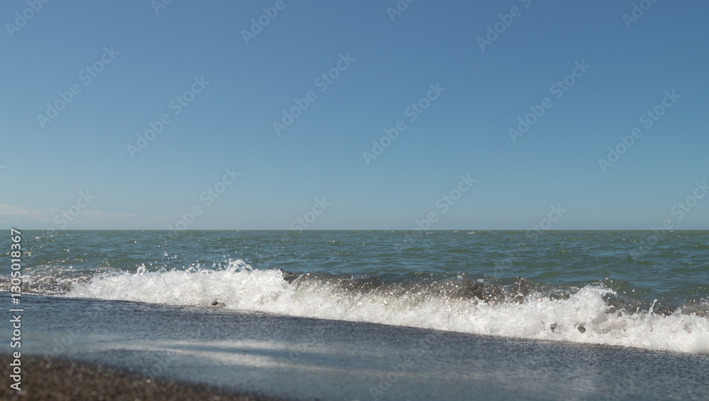 magnetic black sand in the village of Ureki in Georgia.Black sea beach with black sand magnetic black sand in the village of Ureki in Georgia.Black sea beach with black sand
