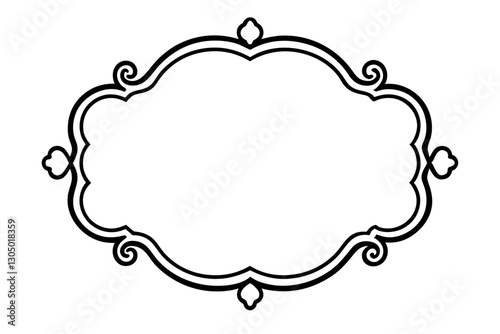 Elegant Baroque Frame Line Art for Luxury Invitations and Events


