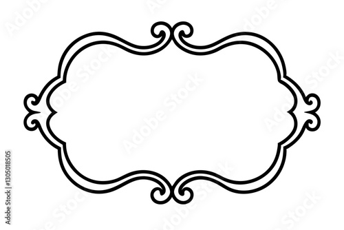 Royal Baroque Frame Line Art – Elegant Ornamental Border Design

