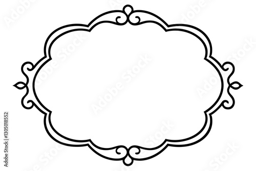Royal Baroque Frame Line Art – Elegant Ornamental Border Design

