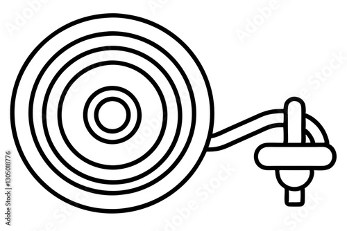 Fire Hose Reel Line Art Icon for Safety and Emergency Use

