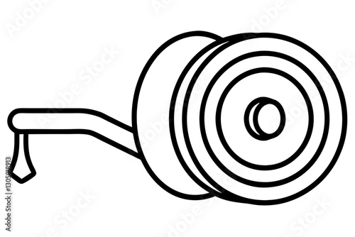 Fire Hose Reel Line Art Icon for Safety and Emergency Use

