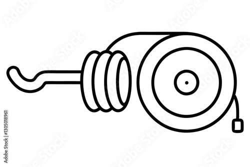 Fire Hose Reel Line Art Icon for Safety and Emergency Use

