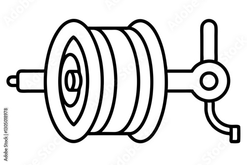 Fire Hose Reel Line Art Icon for Safety and Emergency Use

