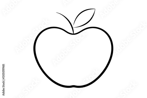 Stylized Apple Line Drawing – Healthy Food Vector Illustration

