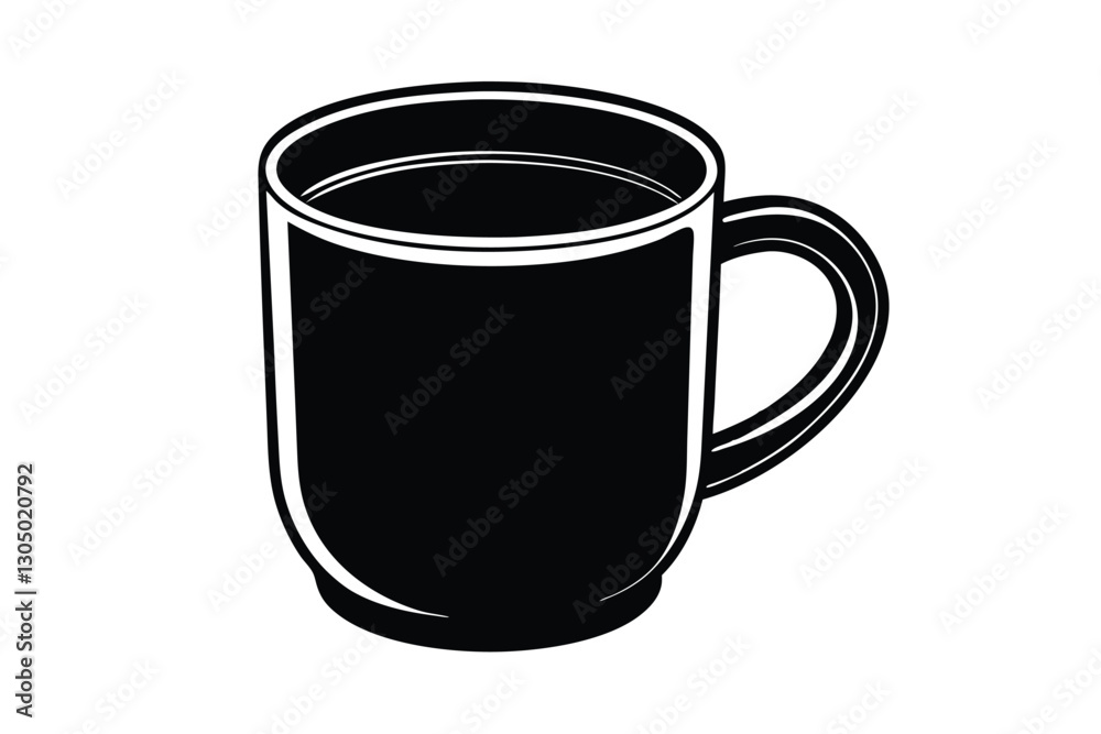 Simple plain ceramic mug with drink silhouette