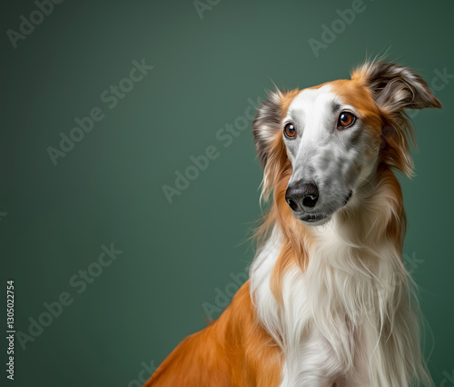 Wallpaper Mural Borzoi dog on minimalistic colorful background with Copy Space. Perfect for banners, veterinary ads, pet food promotions, and minimalist designs. Torontodigital.ca