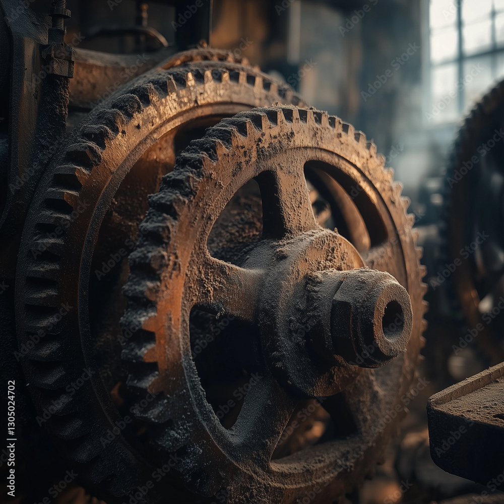 Up Close with Time: Rusty Gear in Industrial Machinery Highlighting Texture and Detail Up Close with Time: Rusty Gear in Industrial Machinery Highlighting Texture and Detail