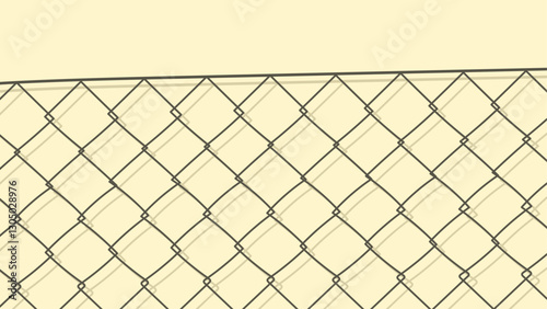 Minimalist illustration of a wire fence with shadows on a beige background