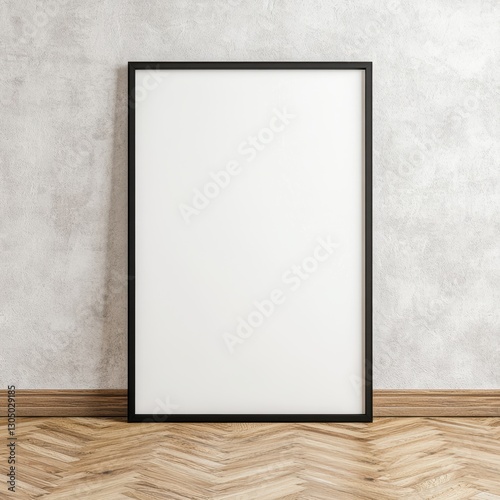 Elegant Black Frame Poster Mockup Leaning Against Wall