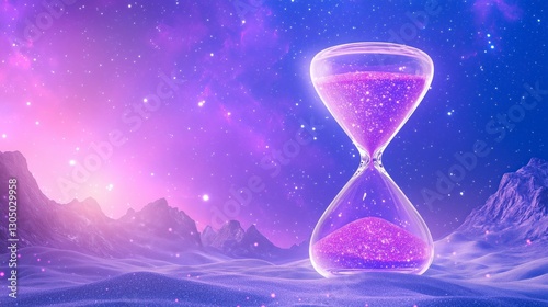 Ethereal Hourglass Against a Cosmic Background of Stars and Planets