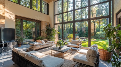 Sunlit Geometric Modern Villa with Sunroom