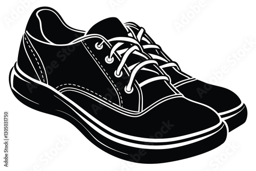 Running Shoes Silhouette Black and White Icon