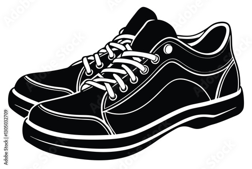 Running Shoes Silhouette Black and White Icon
