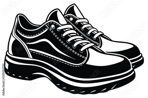 Running Shoes Silhouette Black and White Icon