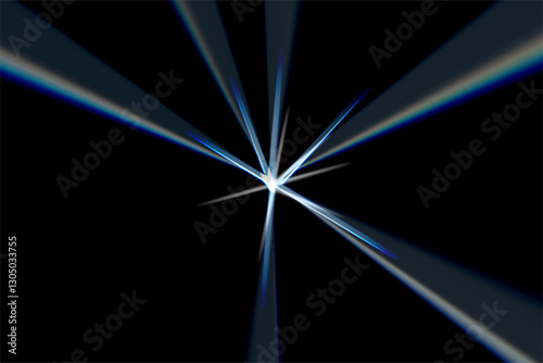 Light star burst effect abstract star lens flare on black background