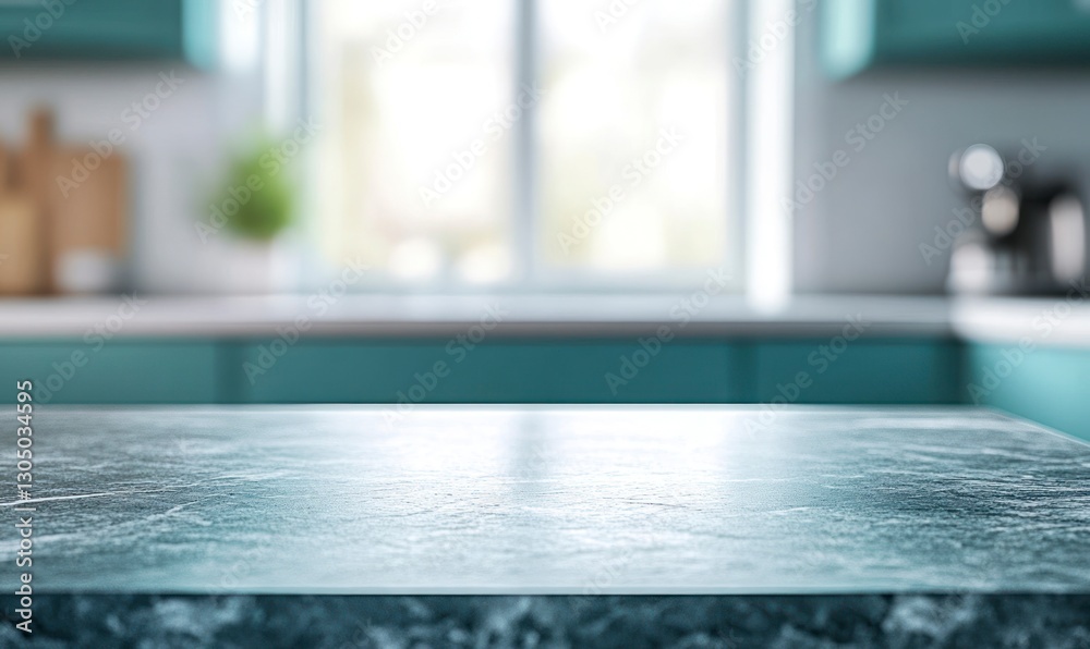 Empty Countertop in Modern Kitchen Interior for Product Presentation Background Empty Countertop in Modern Kitchen Interior for Product Presentation Background