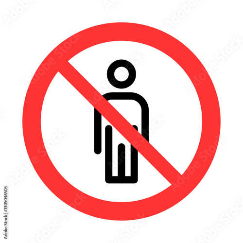 No access icon, no entry, prohibition signage with man silhouette. Only staff sign. Editable stroke. Vector