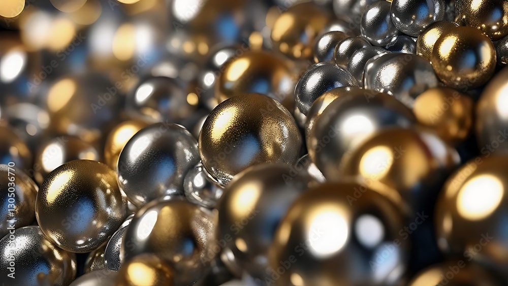 Metallic Sphere Collection: Abstract Background of Gold and Silver Spheres Metallic Sphere Collection: Abstract Background of Gold and Silver Spheres
