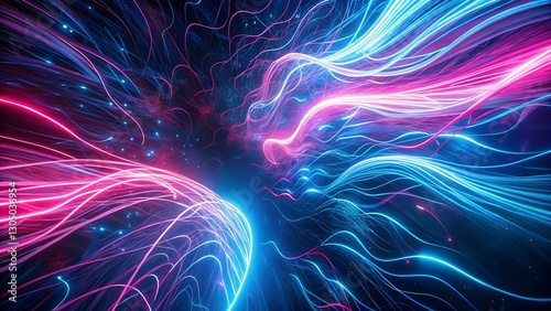 A high-tech background with glowing neon energy waves in shades of blue and pink, creating a dynamic, sci-fi-inspired visual effect. Perfect for digital and cyber themes.