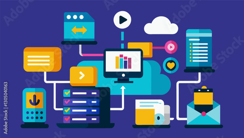 Whether its video audio or text files Yottabyte Storage Solutions can handle it all with ease and efficiency.. Vector illustration