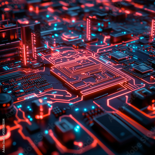Cybersecurity Digital Network with Glowing Paths