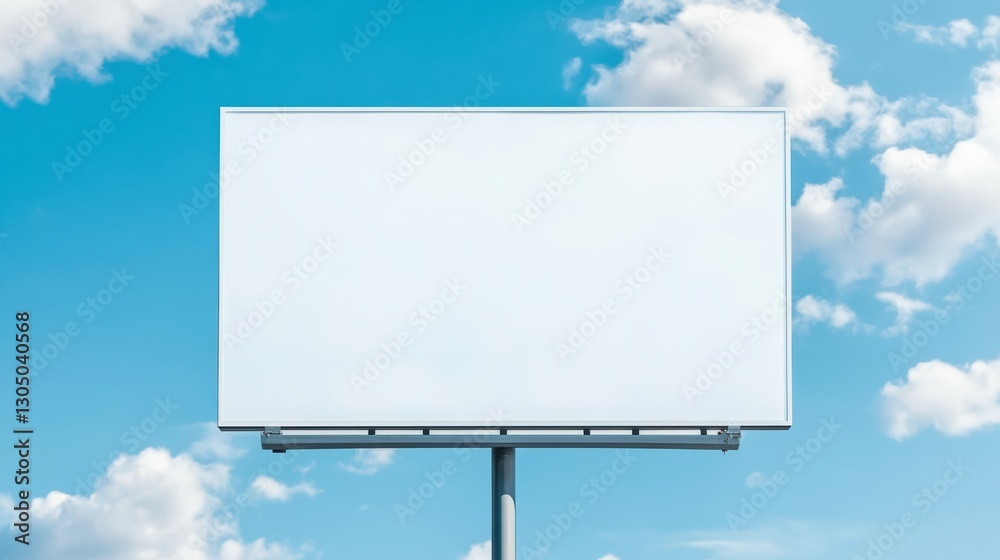 Realistic Outdoor City Billboard Mockup Against Blue Sky Realistic Outdoor City Billboard Mockup Against Blue Sky