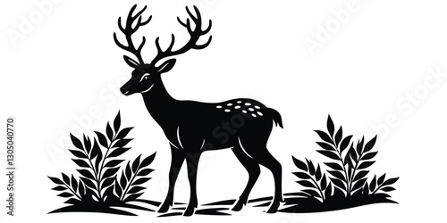 Wallpaper Mural A silhouette of nature with a deer vector illustration Torontodigital.ca